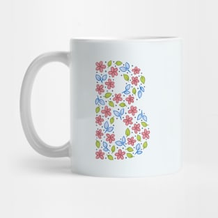 Floral Monogram Letter B - pink and blue Mug